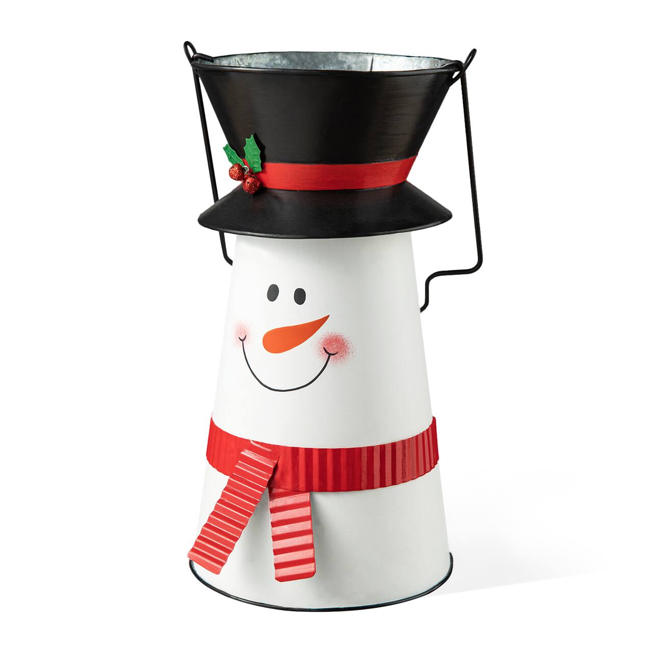 Glitzhome® 19.5" Metal Snowman Decorative Bucket